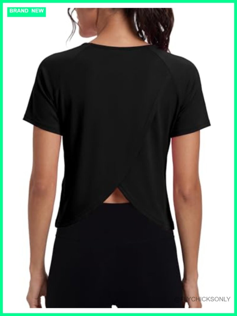 Women's Short Sleeve Workout Shirt Split Back Athletic Tee Gym Yoga